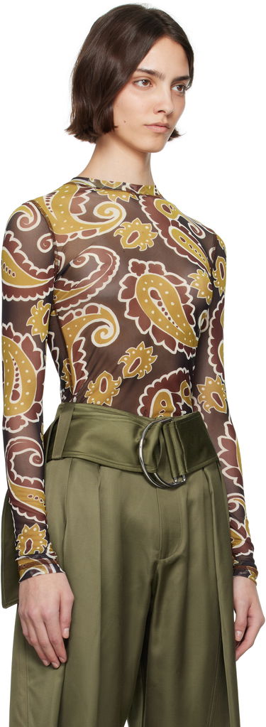 Тениска JW Anderson JW Anderson Paisley Mesh Long Sleeve T-Shirt Кафяво | JO0138-PG1788, 1