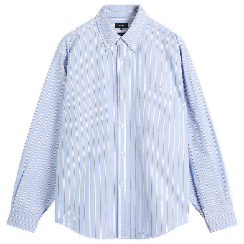 Риза BEAMS Heavy Oxford Button Down Stripe Shirt Синьо | 1111-1213-301-70