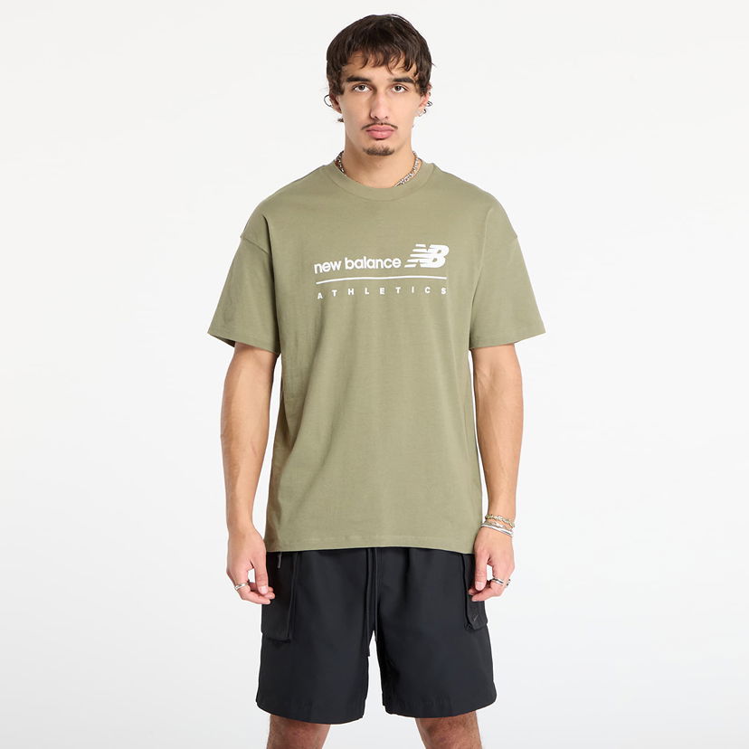 Тениска New Balance Linear Graphic T-Shirt Зелено | MT53525DEK