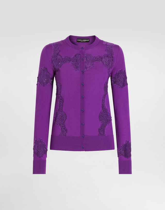 Dolce & Gabbana Wool Cardigan with Lace