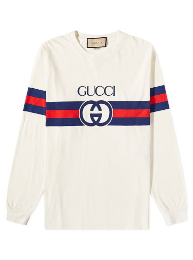 Тениска Gucci Long Sleeve New Logo Tee Бяло | 581903-XJET2-9095