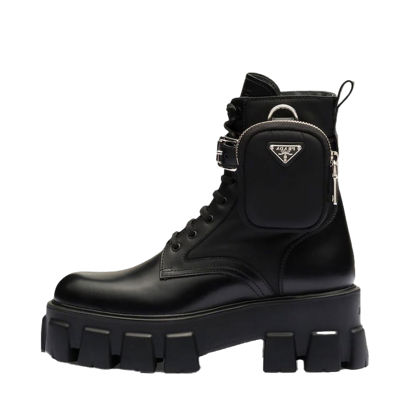 Кецове и обувки Prada Monolith 55mm Pouch Ankle Boots Black Leather Черно | 1T255M_3LJS_F0002_F_B055