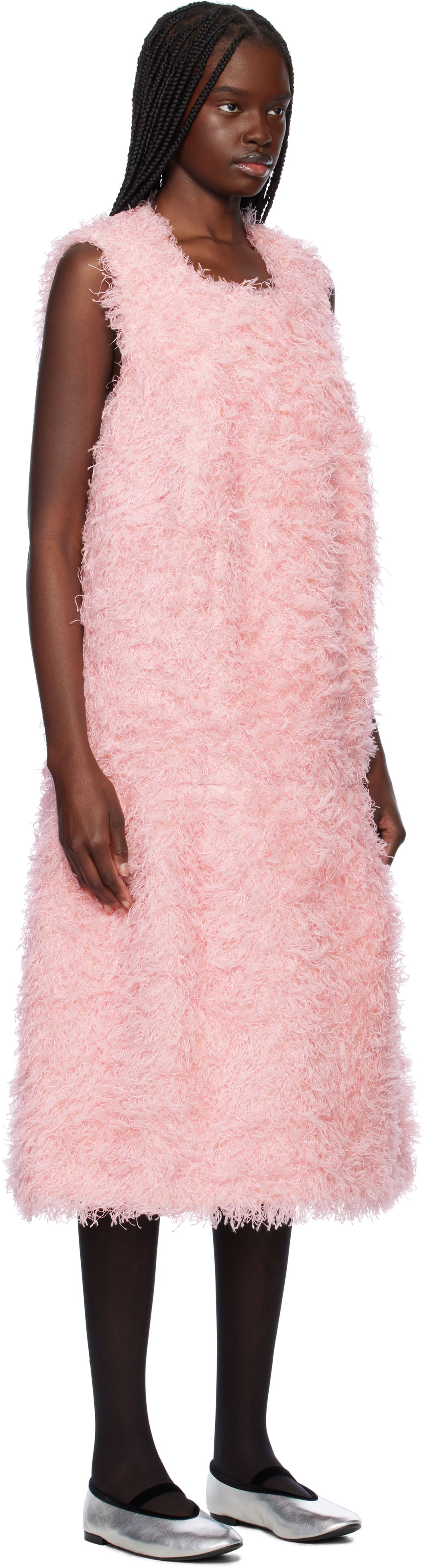 Pокля Comme des Garçons Comme des Garçons Sleeveless Faux-Fur Midi Dress Розово | GO-O005-051-1, 1