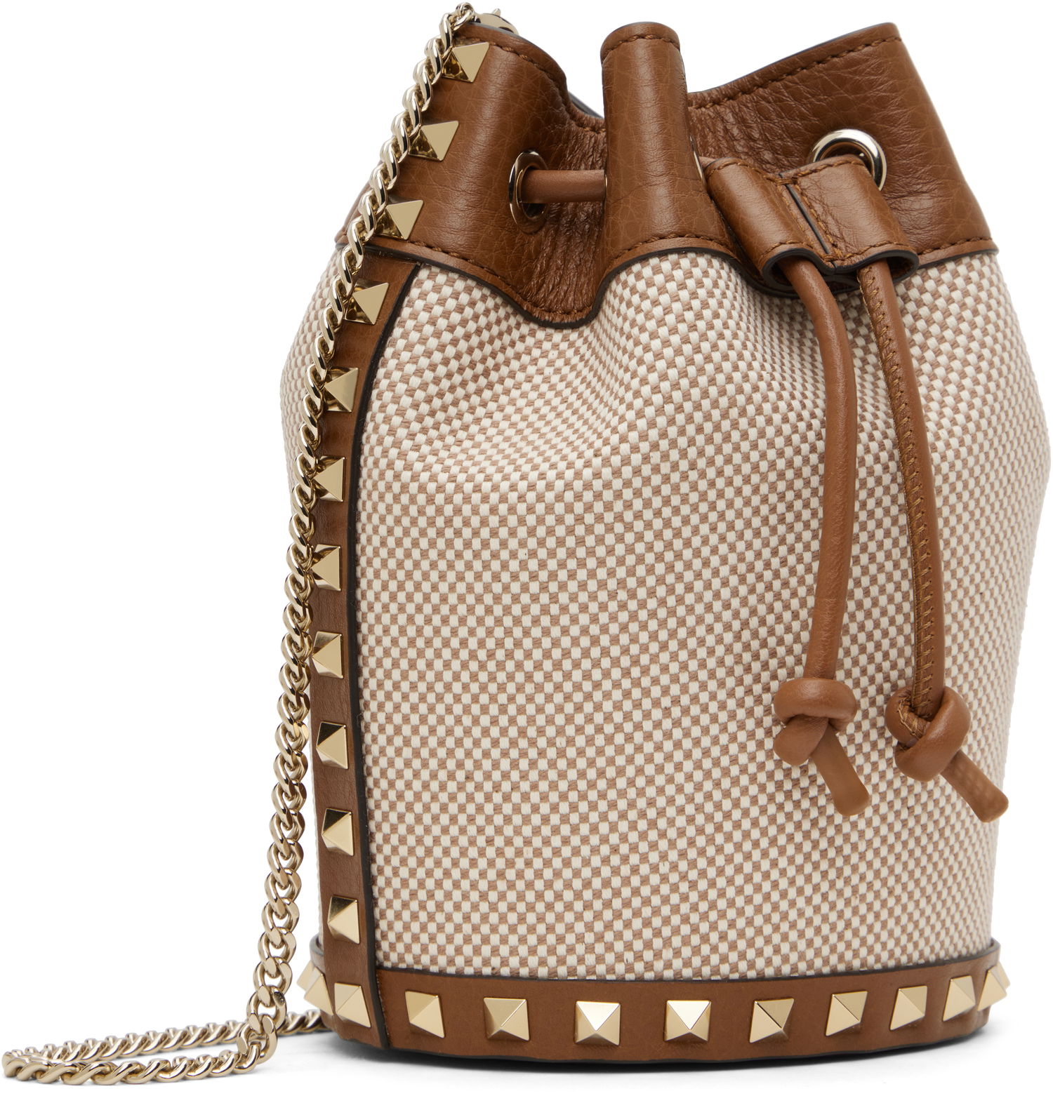 Дамска чанта Valentino Valentino Garavani Mini Drawstring Rockstud Bag Кафяво | 6W2P0AI4QCE, 1