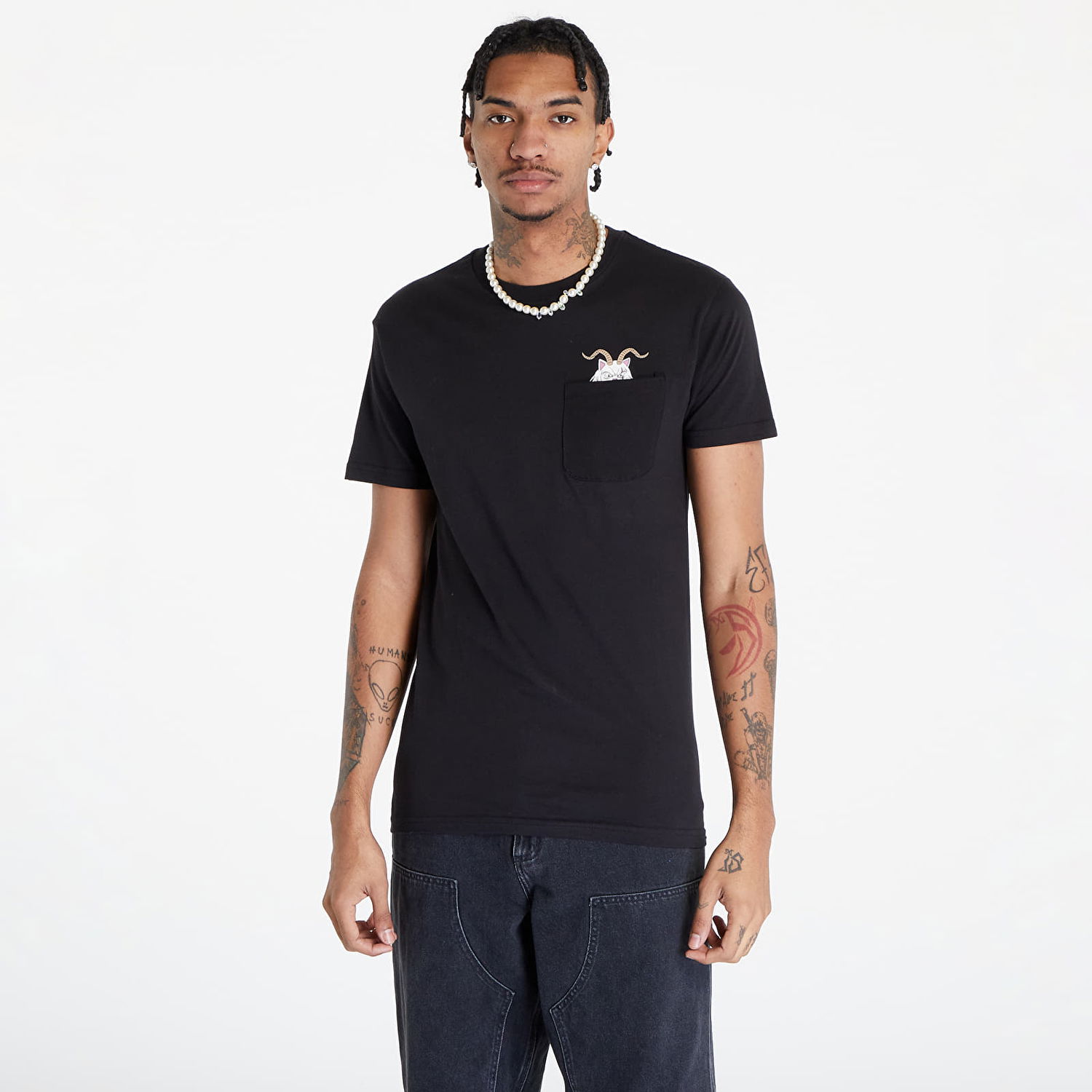 Тениска RIPNDIP Krampus Nerm Pocket Tee Черно | RNDHOL23182, 0