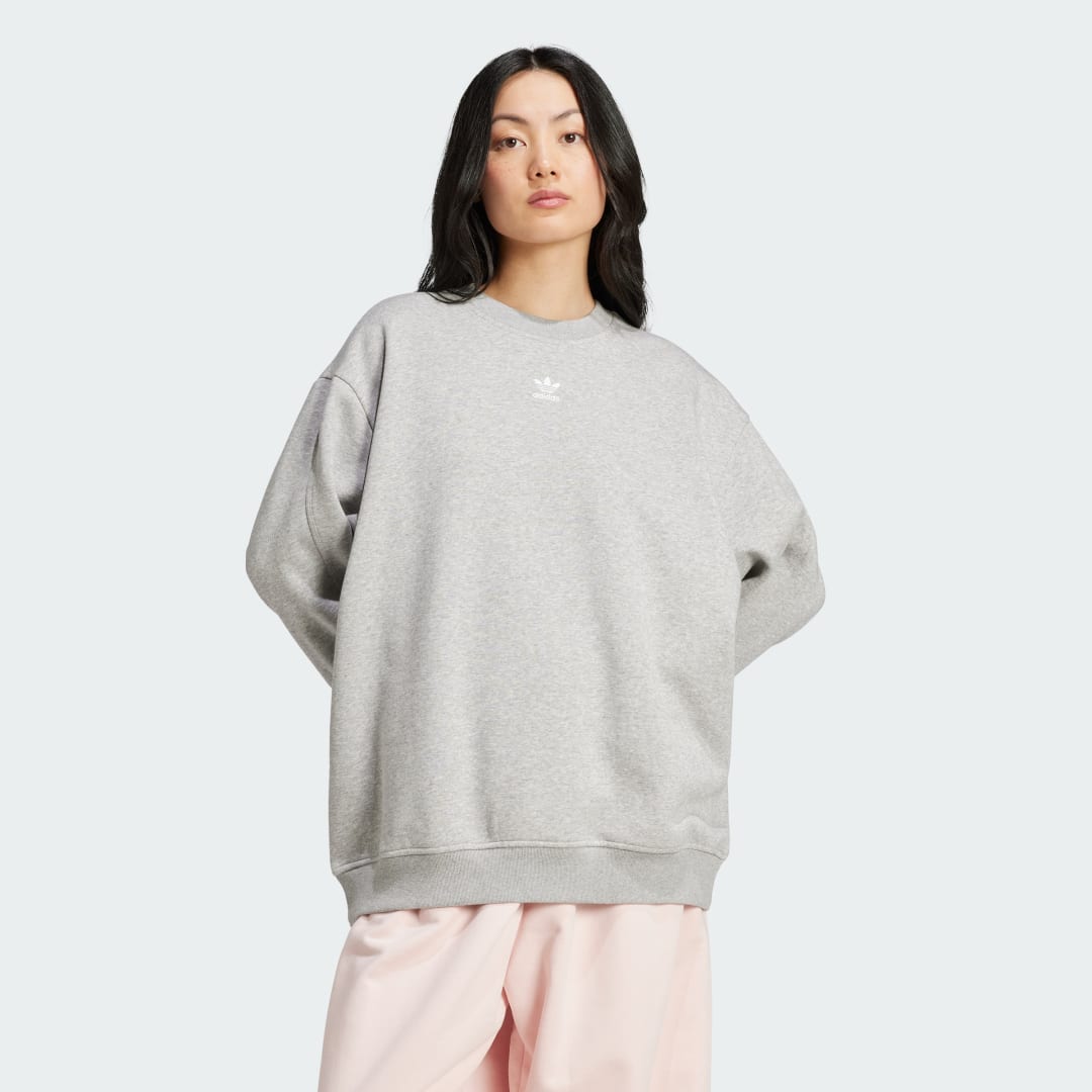 Суитчър adidas Performance Essentials Fleece Oversized Crew Sweatshirt Сиво | IY4998, 0