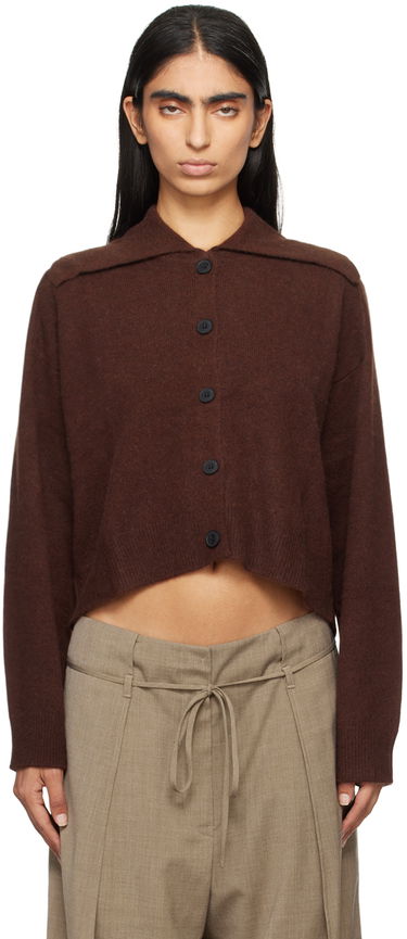 Пуловер Loulou de Saison Loulou de Saison Sao Cropped Cardigan Кафяво | SAO, 0