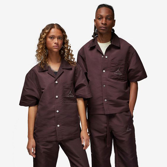 Риза Jordan A Ma Maniére x Brand Shooting Shirt Кафяво | DV7460-263, 0