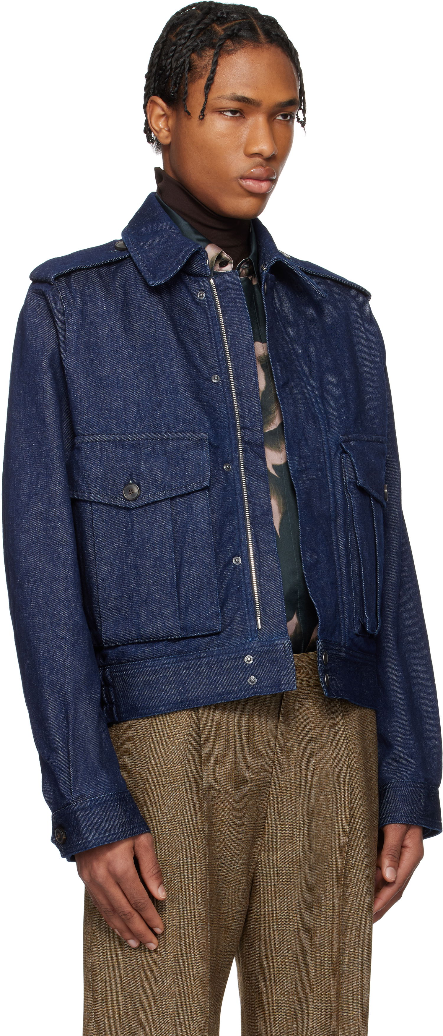 Яке бомбър Dries Van Noten Dries Van Noten Cropped Denim Jacket Синьо | 251-020533-1562, 1