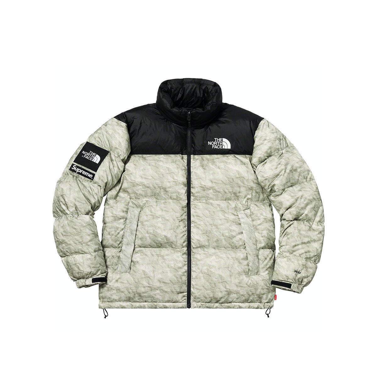 Пухо яке The North Face Supreme x Paper Print TNF Nuptse Jacket Сиво | FW19, 0