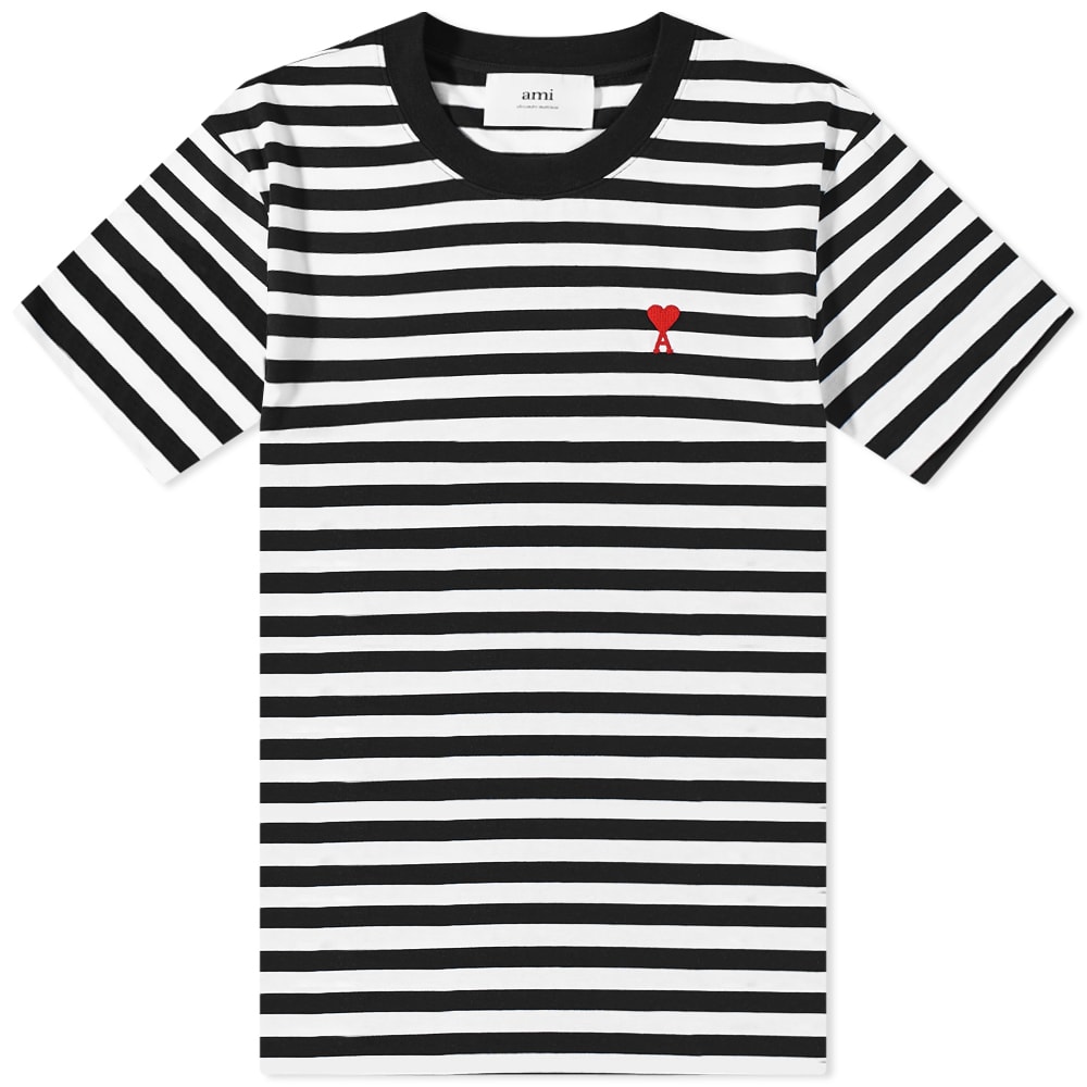 Тениска AMI Small A Heart Stripe Tee Черно | UTS013-074-004, 0