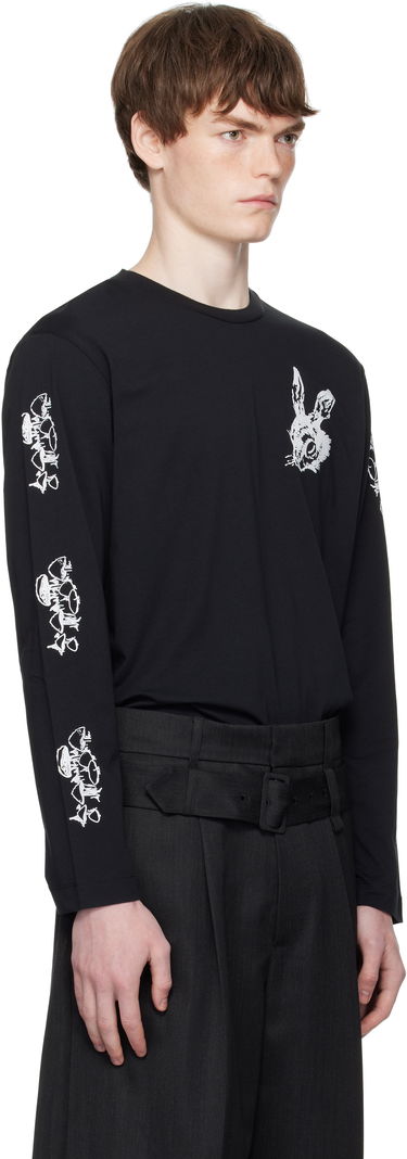 Тениска Simone Rocha Simone Rocha Tortoise & Hare Graphic Long Sleeve T-Shirt Бяло | 5194P51-M 0569, 4