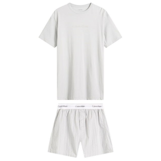 Short Sleeve Crew Neck T-Shirt and Poplin Boxer Shorts Set