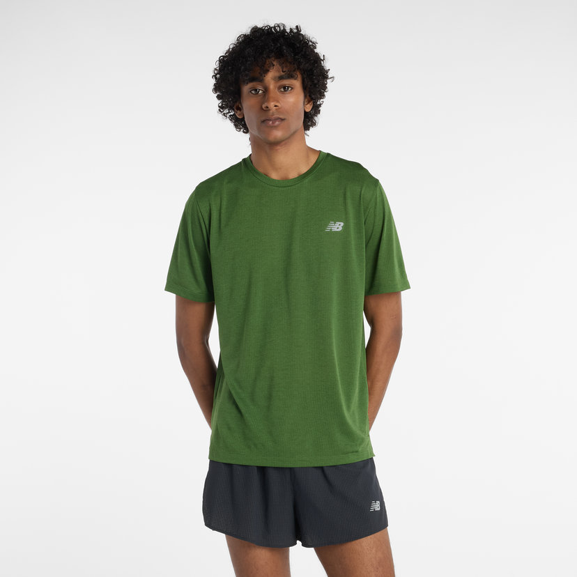 Тениска New Balance Textured Performance Crew Neck T-Shirt Зелено | NBMT41253DAA