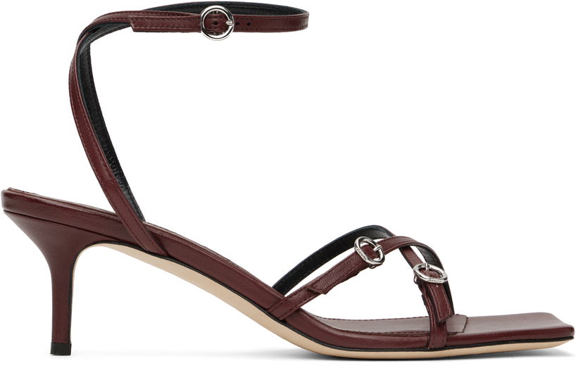 Грижа за обувките Aeyde Aeyde Libby Leather Kitten Heel Sandals Бургунди | A11-HS-GAIS55TB172-SS25-955-007