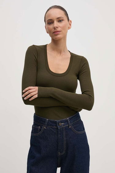 Тениска Polo by Ralph Lauren Long Sleeve Scoop Neck Top Зелено | 211941204, 3