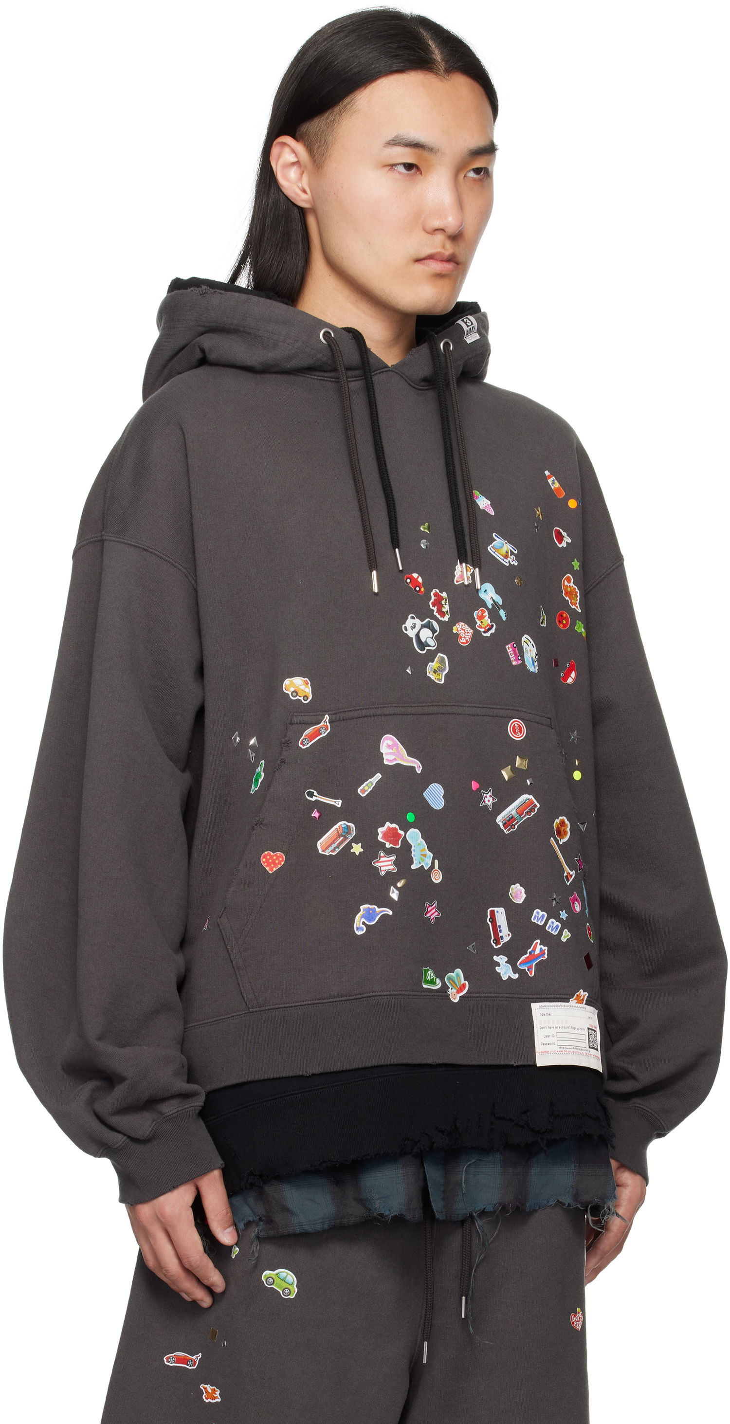 Суитчър Maison MIHARA YASUHIRO Maison MIHARA YASUHIRO Triple Layered Graphic Hoodie Сиво | A14HD551, 1