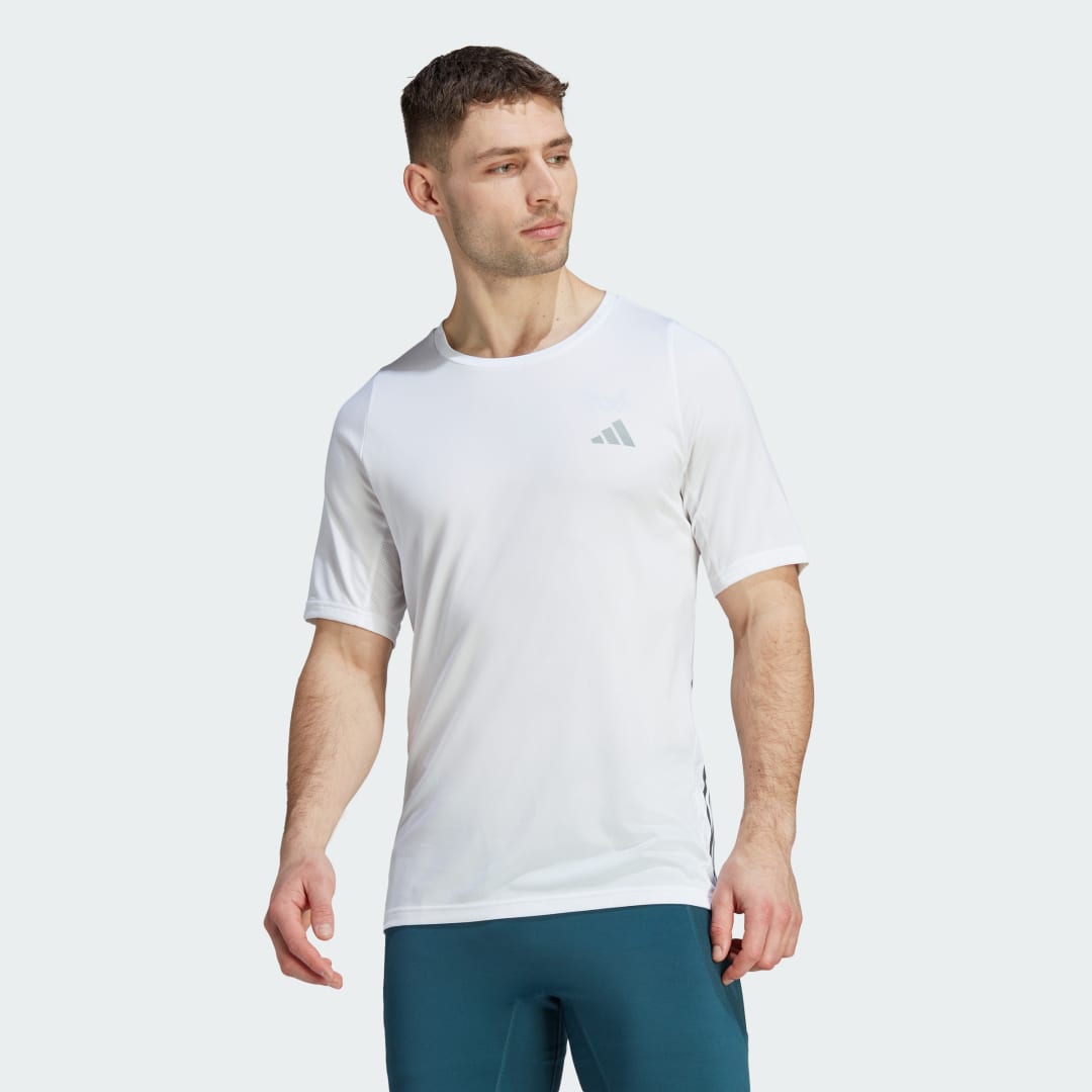 Тениска adidas Performance RUN ICONS 3 STRIPES T-Shirt Бяло | IB5276, 1