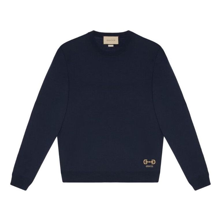 Пуловер Gucci Gucci Horsebit Wool Sweater Тъмно синьо | 730974-XKCOR-4011