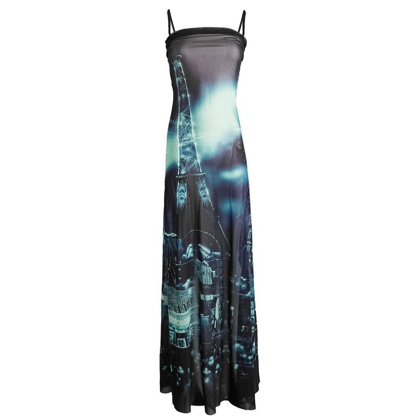 Pокля Jean Paul Gaultier Gaultier Pigalle Print Mesh Dress, Size Large Синьо | 2430FRO253T55259560100