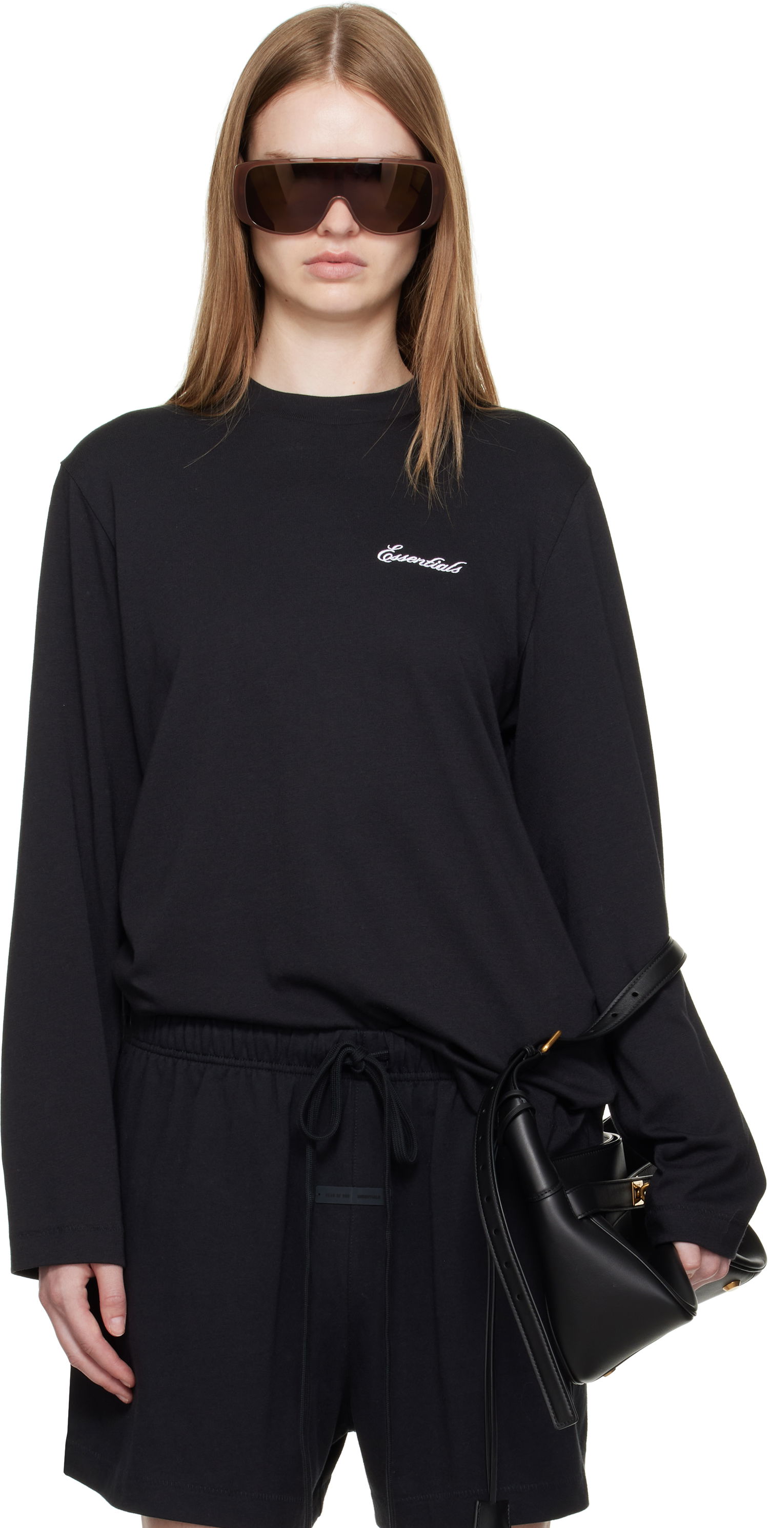 Тениска Fear of God ESSENTIALS Classic Fit Long Sleeve T-Shirt Черно | 125SP255880FW, 0
