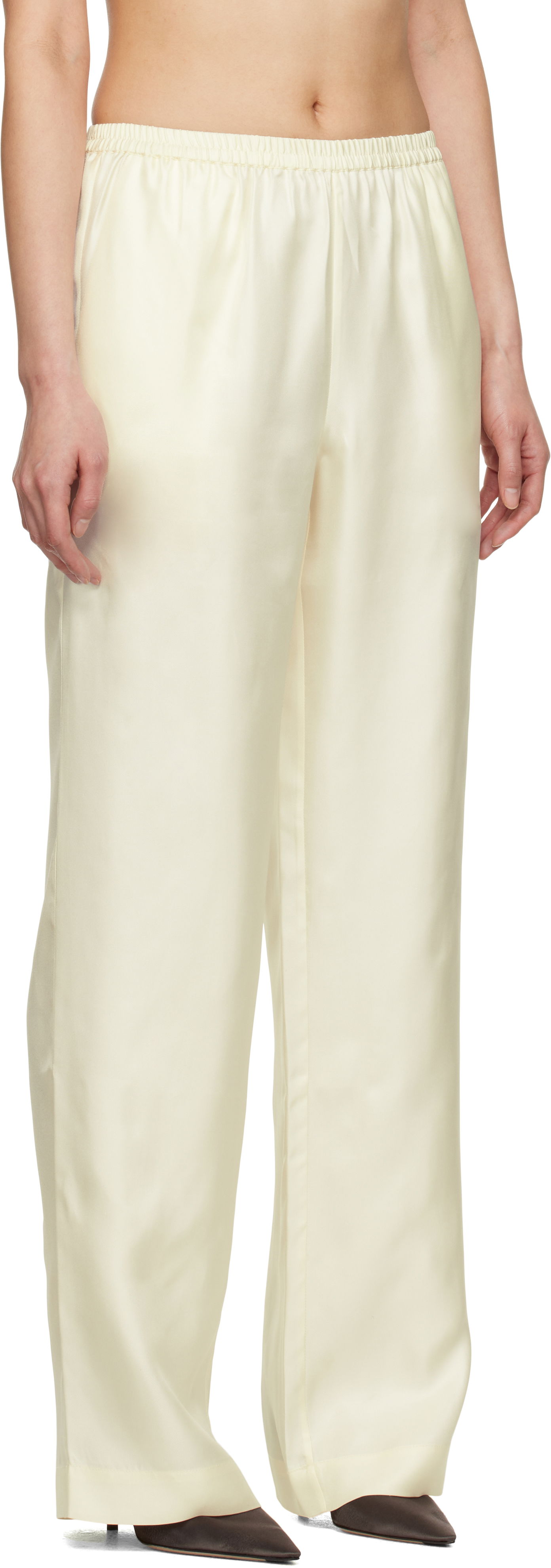 Панталони Loulou de Saison Loulou de Saison Alera Silk Straight-Leg Trousers Жълто | ALERA, 1
