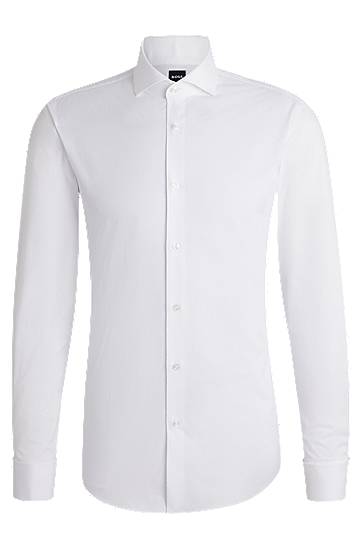Риза BOSS Slim Fit Structured Cotton Shirt Бяло | 50539229, 0