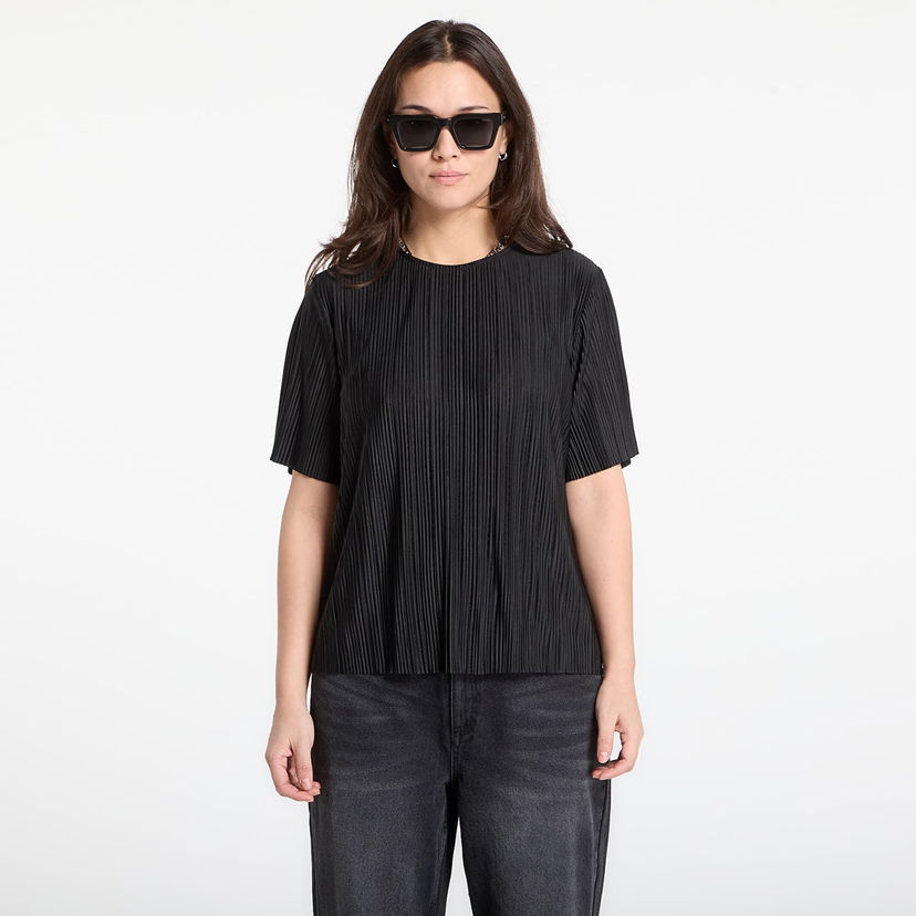 Тениска Samsoe Samsoe Sauma Pleated Short Sleeve Top Черно | F25400106_CLR000021