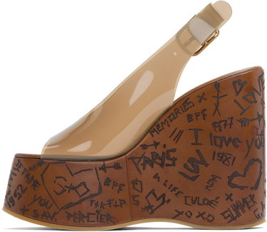Грижа за обувките CHLOÉ Chloe Maxime Wedge Sandals Кафяво | CHC25U09ZRT, 2