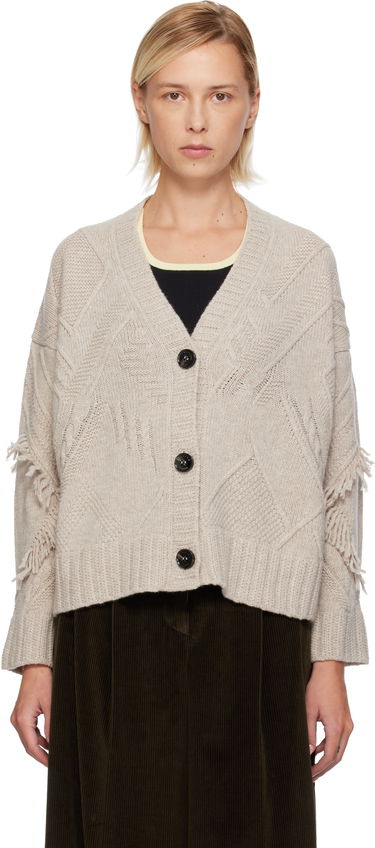 Пуловер Max Mara Weekend Max Mara Stallo V-Neck Fringe Knit Cardigan Бежово | 2525346052600, 0