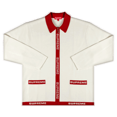 Пуловер Supreme Logo Trim Zip Up Cardigan Бяло | SS21SK12 WHITE, 0