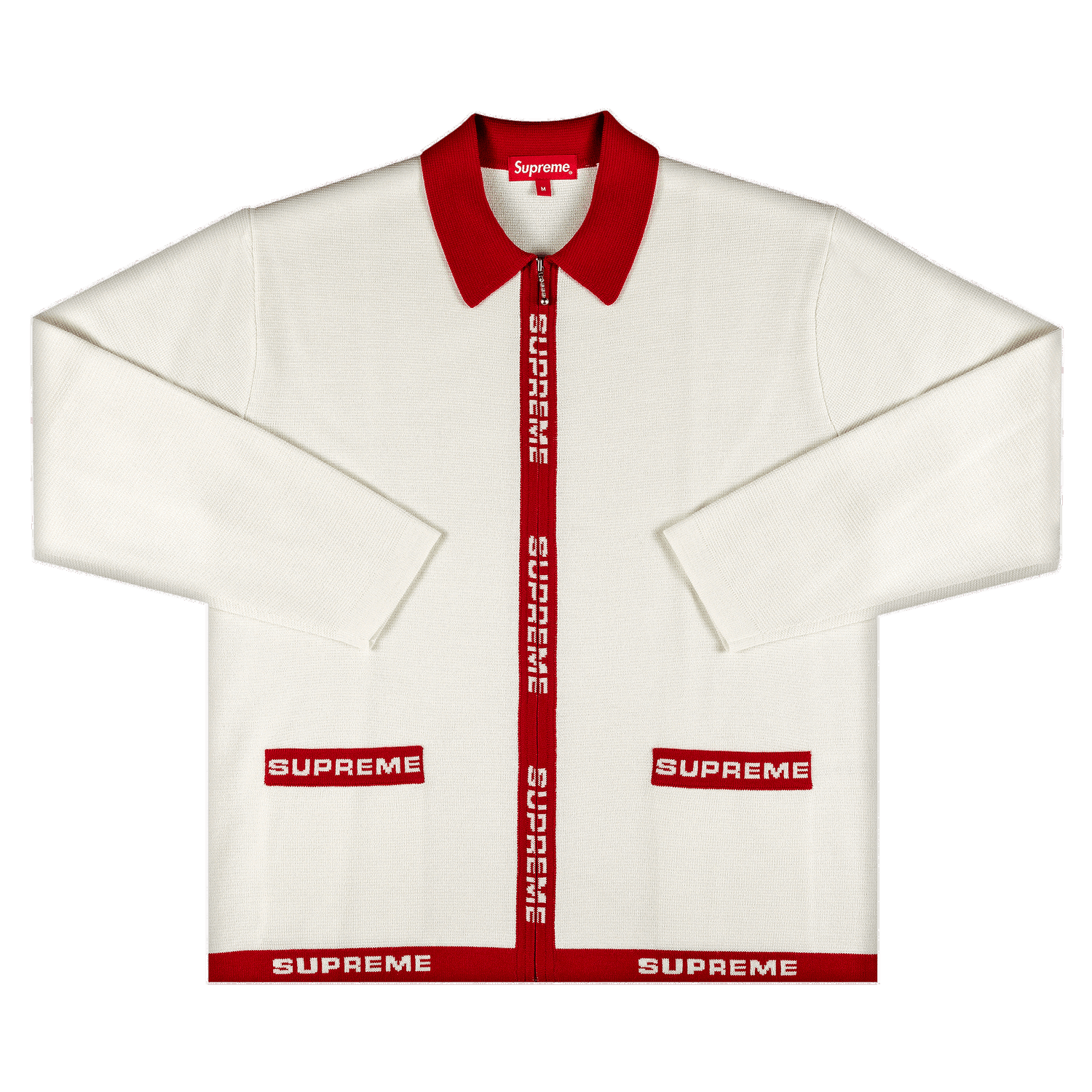 Пуловер Supreme Logo Trim Zip Up Cardigan Бяло | SS21SK12 WHITE, 0