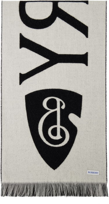 Шал Burberry Burberry Text Wool Scarf Черно | 8109563, 3