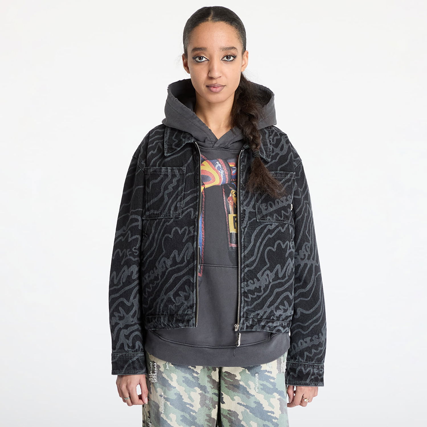 Яке бомбър Footshop FTSHP Silver Lining Denim Jacket Черно | FTSHP_470, 1