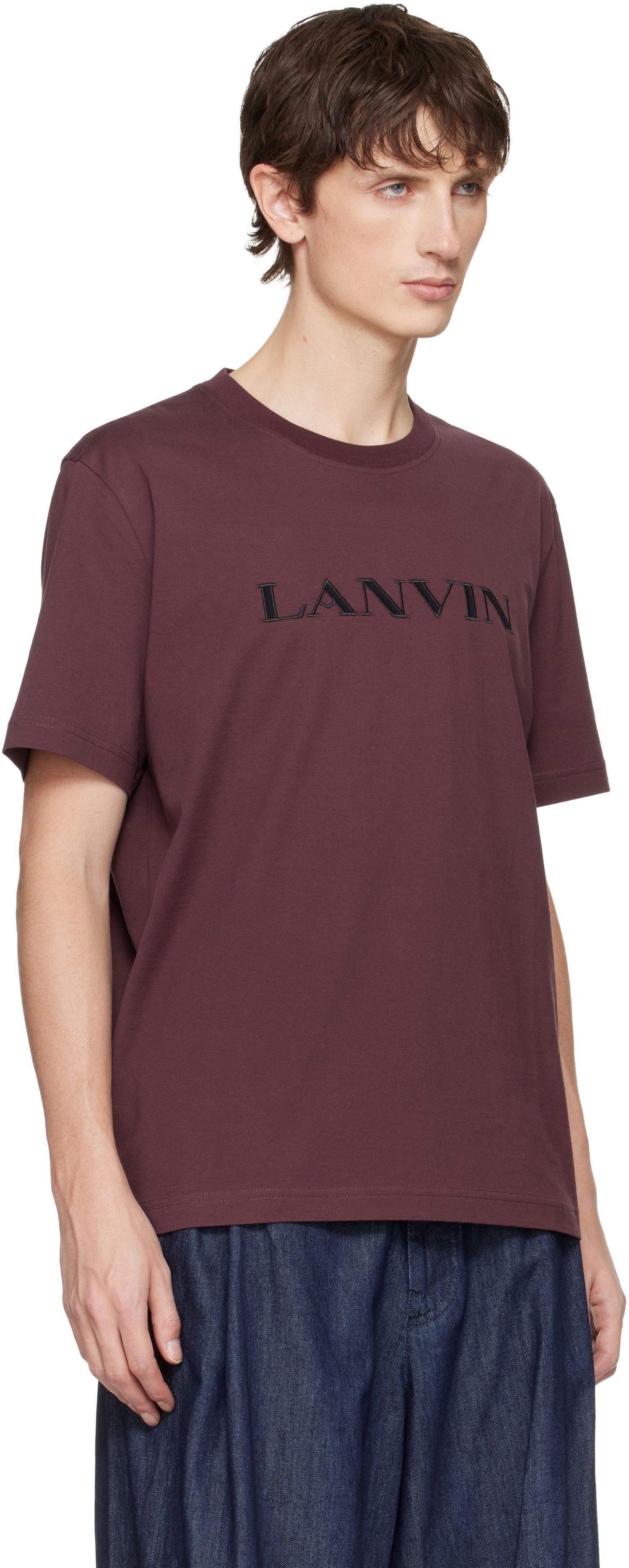 Тениска LANVIN Embroidered 'Lanvin' Cotton T-shirt Бургунди | RM-TS0012-J300-H25, 1