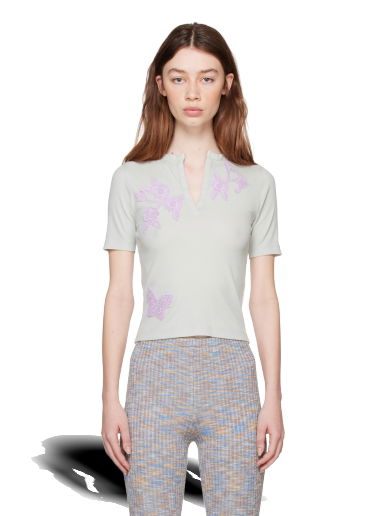 Тениска Acne Studios V-Neck T-Shirt Синьо | AL0297-