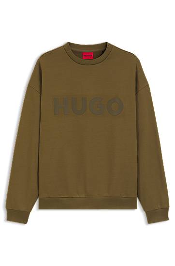 Суитчър BOSS Oversized Cotton Terry Sweatshirt with Logo Print Зелено | 50538778, 0