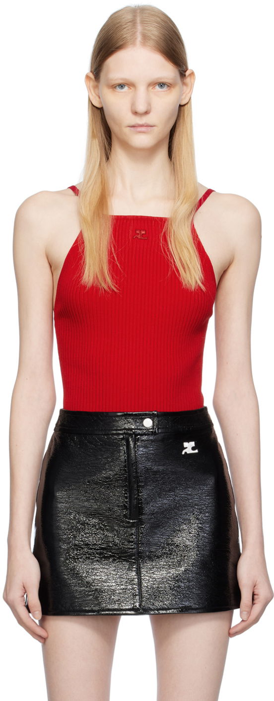 боди Courrèges Courrèges Women's Square Neck Tank Top Червено | 423MTO221FI0001, 0