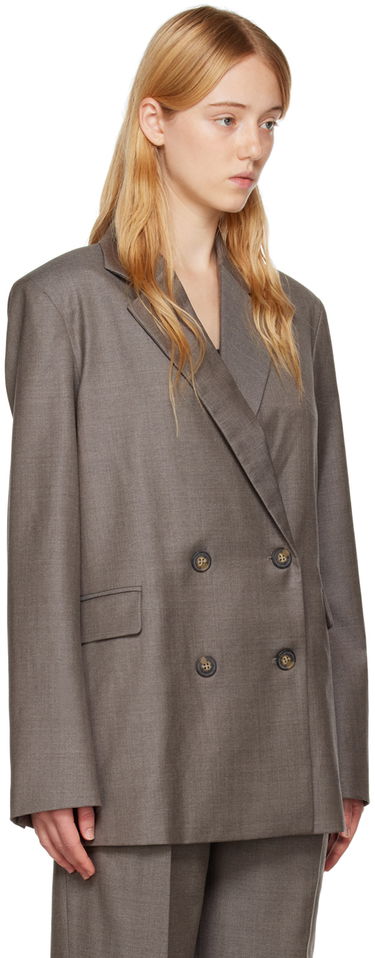 Яке Loulou de Saison Loulou de Saison Donau Double-Breasted Blazer Кафяво | DONAU, 4