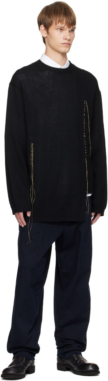 Пуловер Yohji Yamamoto YOHJI YAMAMOTO Round Neck Stitch Detail Sweater Черно | HL-K25-196, 3