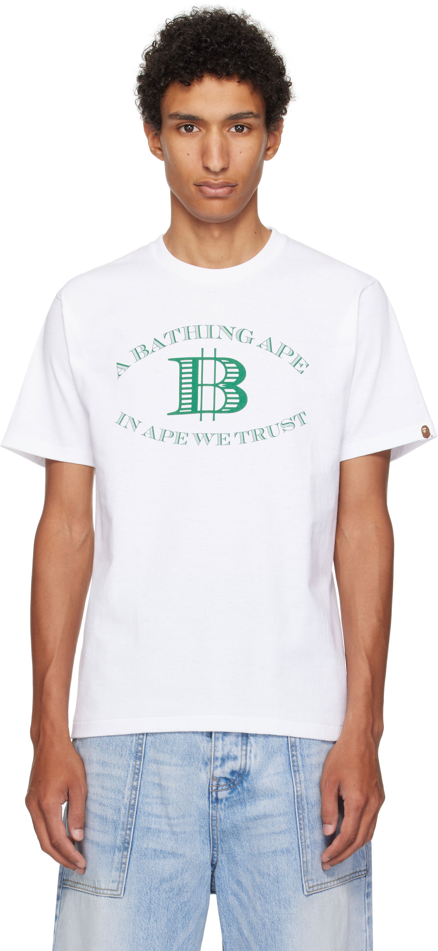 Тениска BAPE Money 'B' Logo T-Shirt Бяло | 001TEL301058M, 0