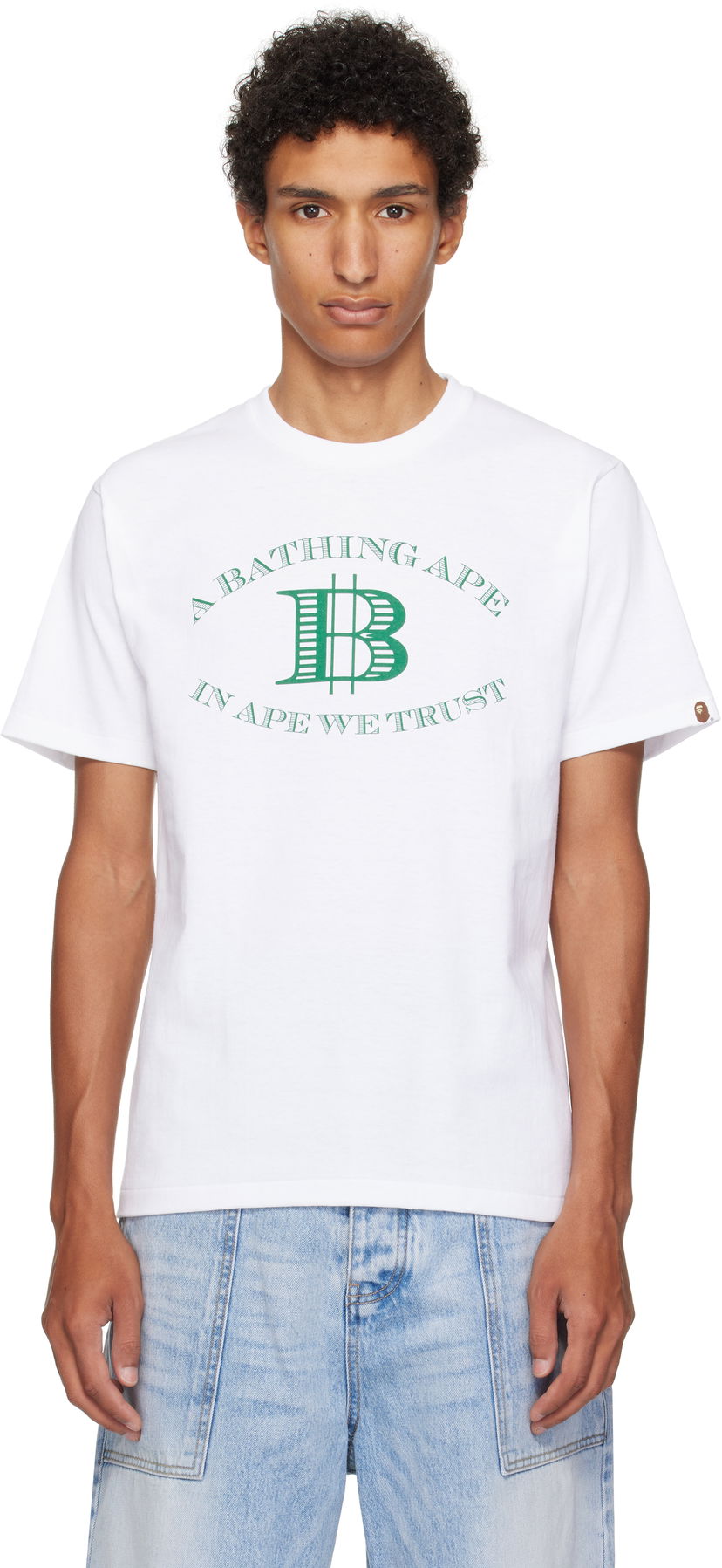 Тениска BAPE Money 'B' Logo T-Shirt Бяло | 001TEL301058M