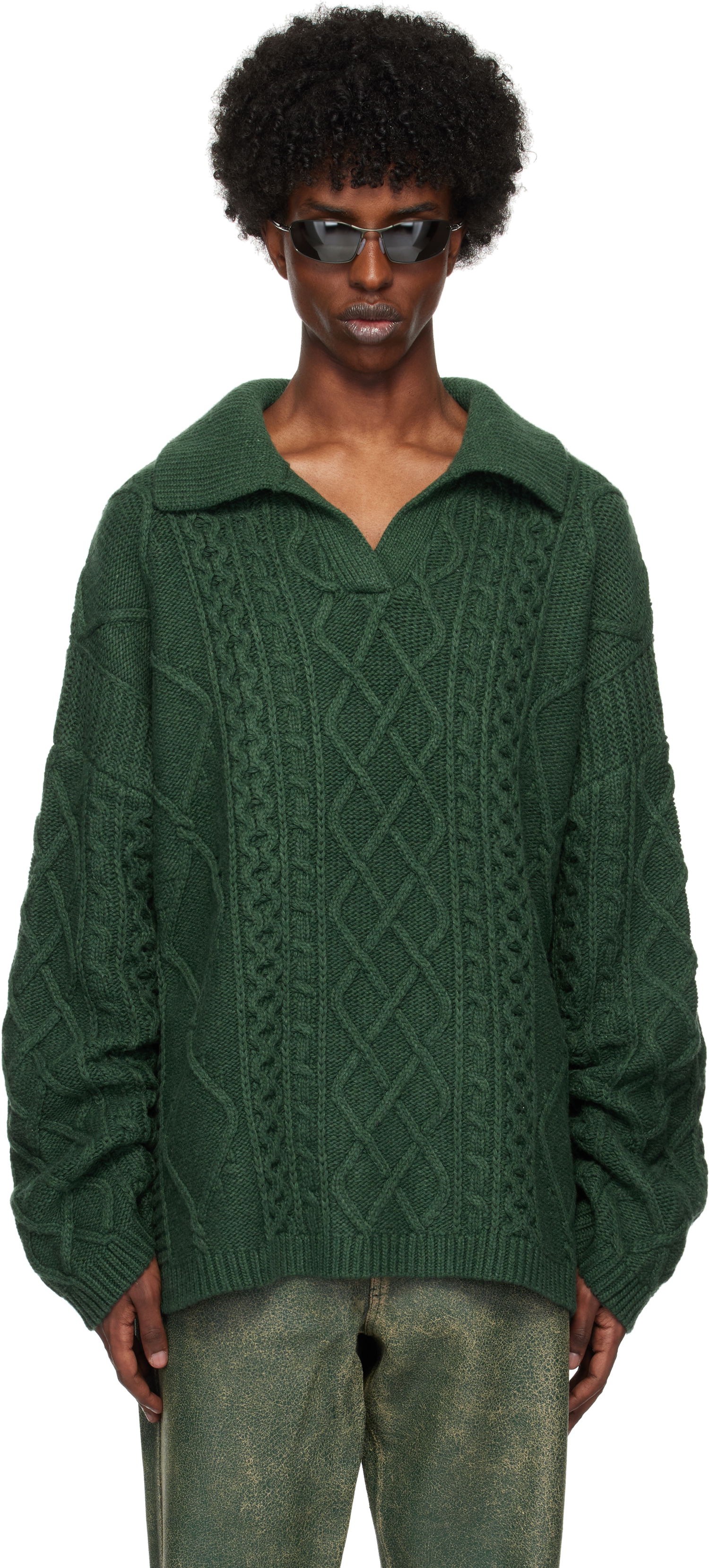 Пуловер GUESS Cable Sweater Зелено | M4BR00Z3GO0F8KF, 0