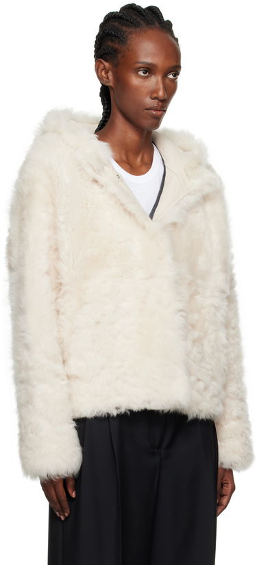 Яке Yves Salomon Yves Salomon Short Hooded Shearling Jacket Бяло | 26W25WYV62461TOSX, 1
