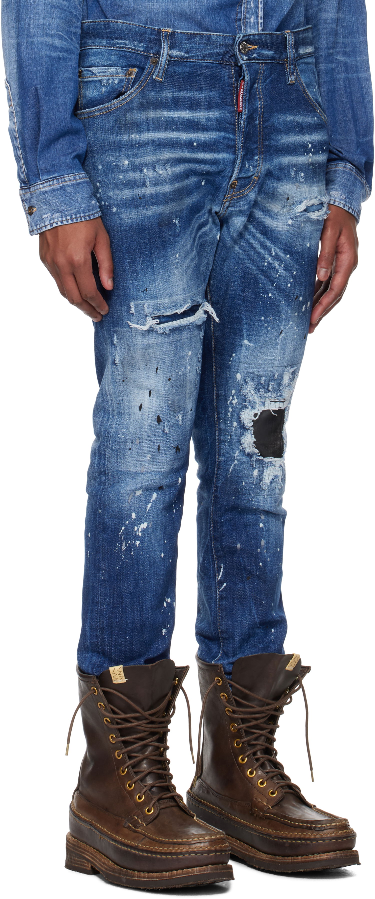 Дънки DSQUARED2 Dsquared2 Cool Guy Ripped Wash Jeans Синьо | S74LB1635_S30872, 1