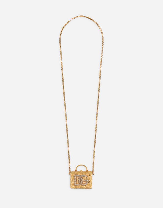 Quilted Crystal Embellished DG Logo Micro Crossbody Bag
