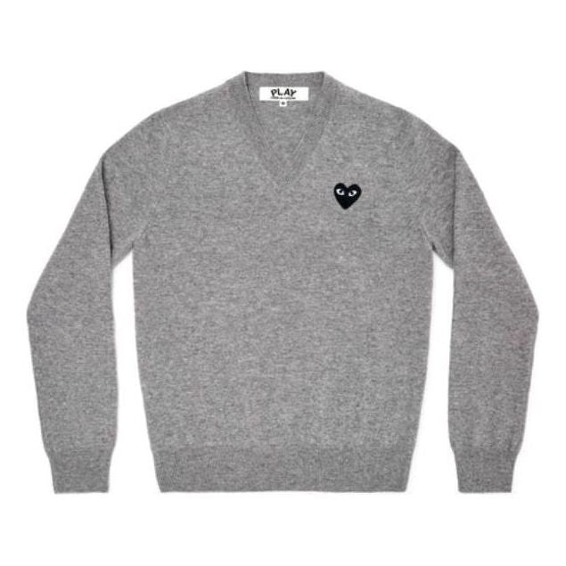 Пуловер Comme des Garçons V-Neck Sweater With Black Emblem Сиво | AZ-N018-051-2, 0