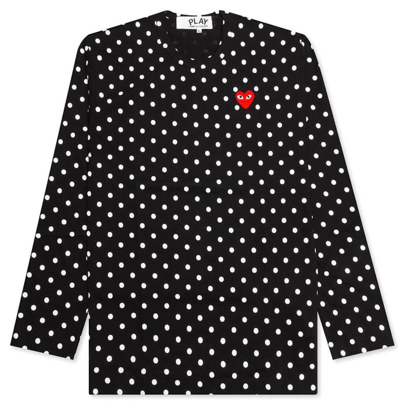 Тениска Comme des Garçons Play Polka Dot Long Sleeve T-Shirt Черно | AZ-T165-051-1