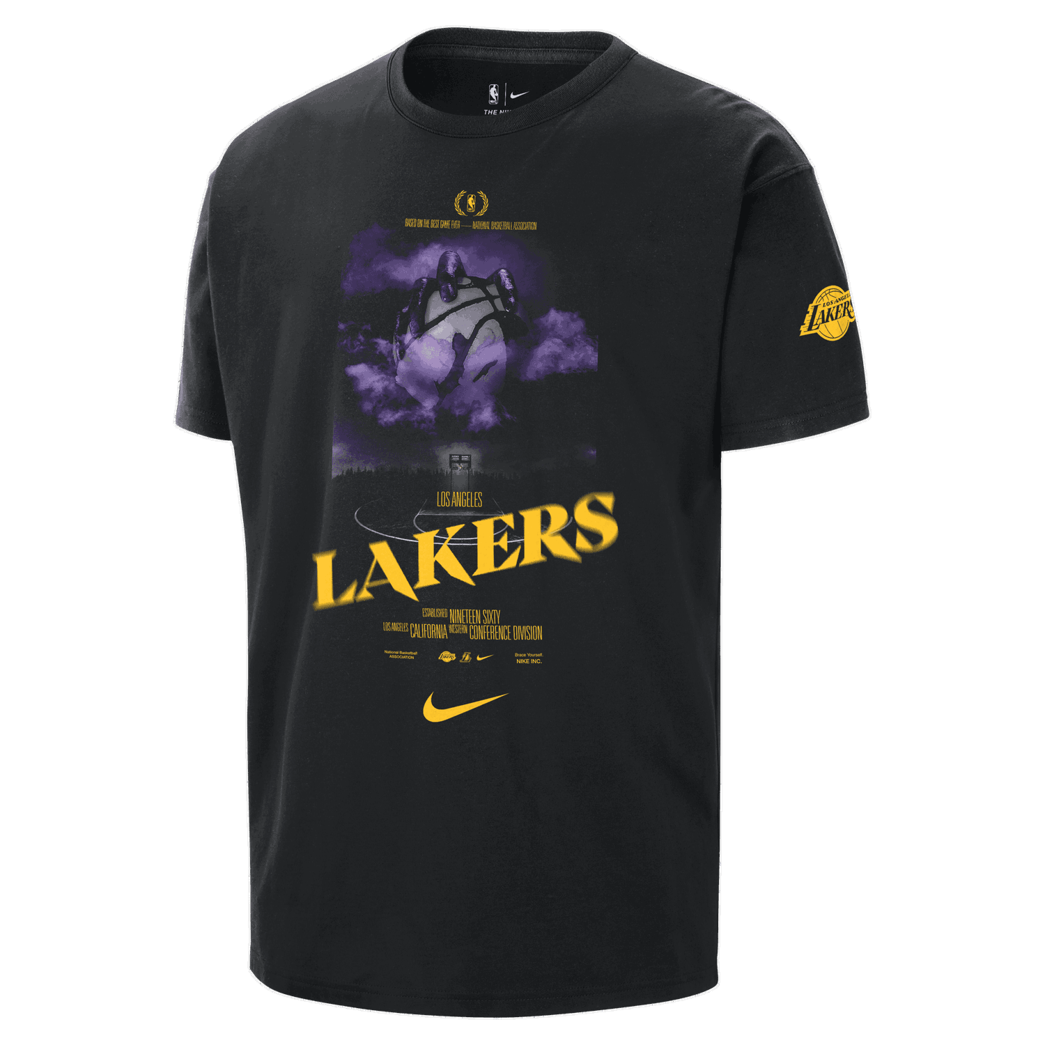 Тениска Nike NBA Los Angeles Lakers Courtside T-Shirt Черно | HJ2685-010, 0