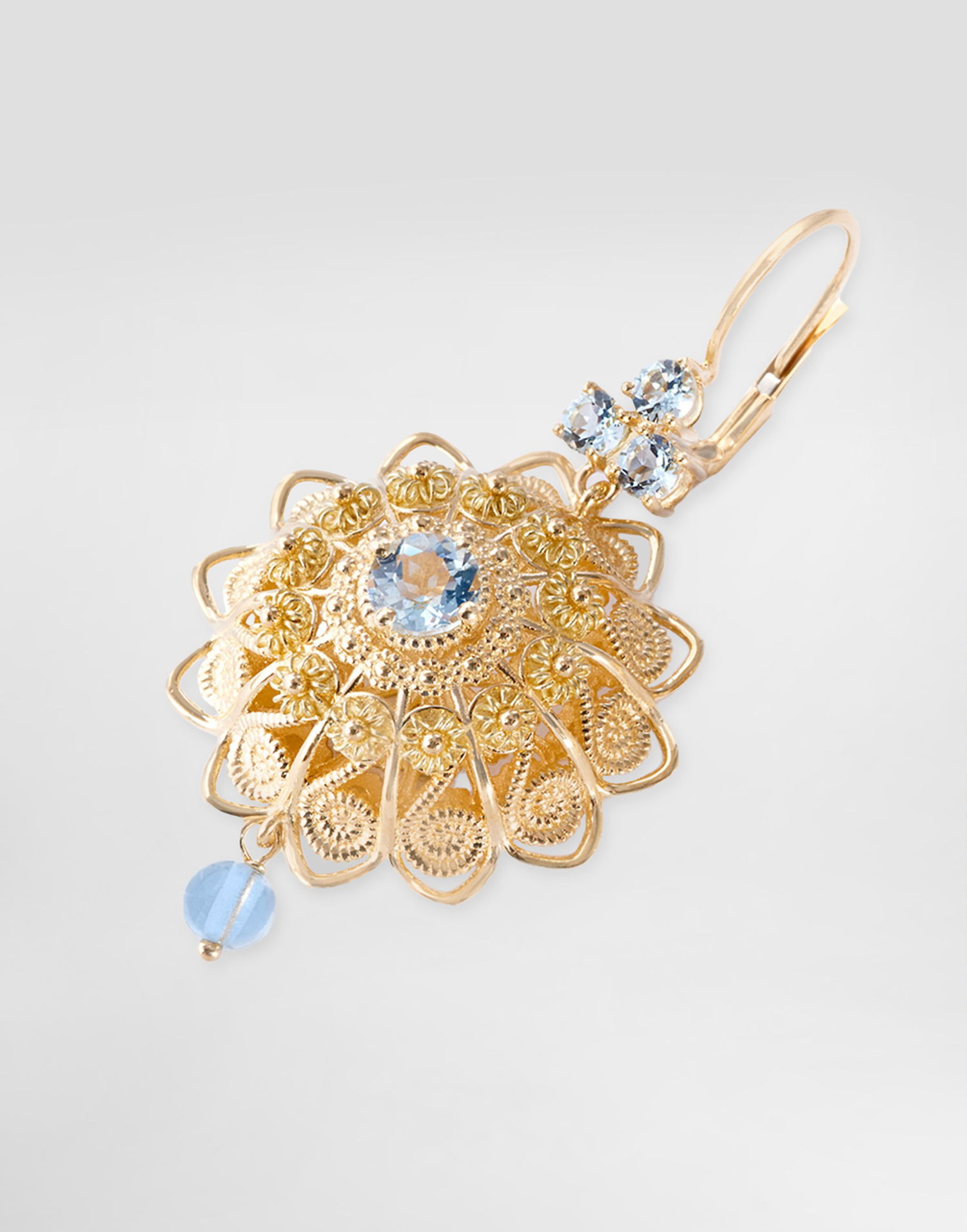 Обеци Dolce & Gabbana Dolce & Gabbana Filigree Yellow Gold & Aquamarine Drop Earrings Жълто | WEJP1GWAQ01ZOO00, 1